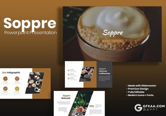 30页咖啡宣传主题咖啡产品介绍制作多用途国外PPT模板5种配色 - 顶尖PPT