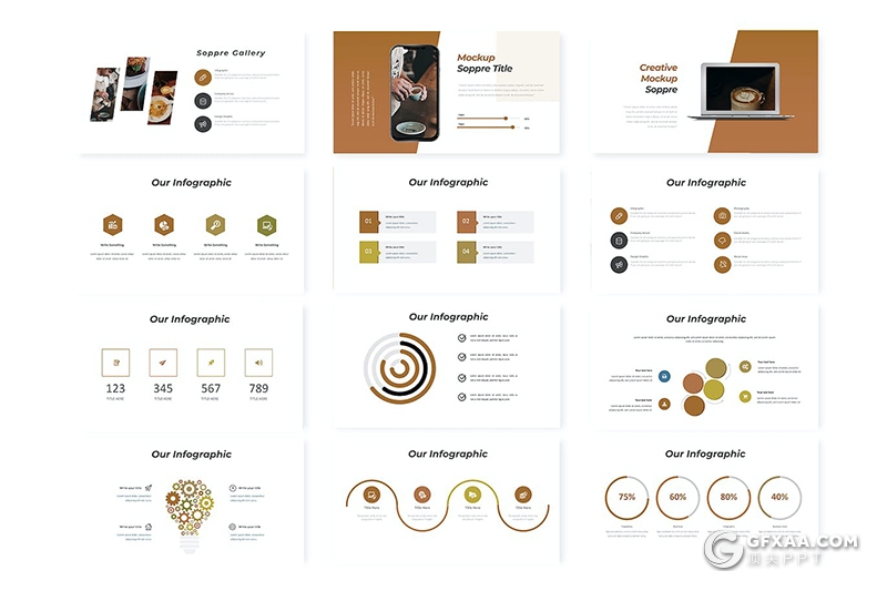30页咖啡宣传主题咖啡产品介绍制作多用途国外PPT模板5种配色 - 顶尖PPT