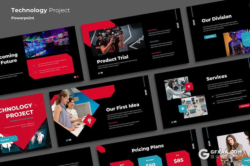 25页高端大气技术项目展示商业合作多用途国外PPT模板 - 顶尖PPT