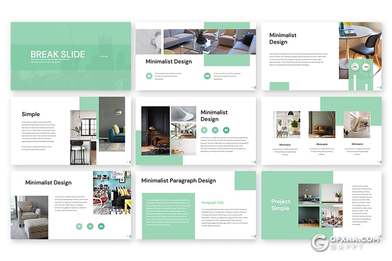 30页淡绿色文艺风家居产品介绍展示通用国外PPT模板 - 顶尖PPT