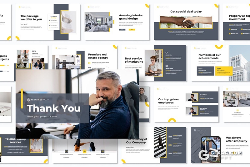 30页简约大气房地产展示营销团队介绍通用国外PPT模板 - 顶尖PPT
