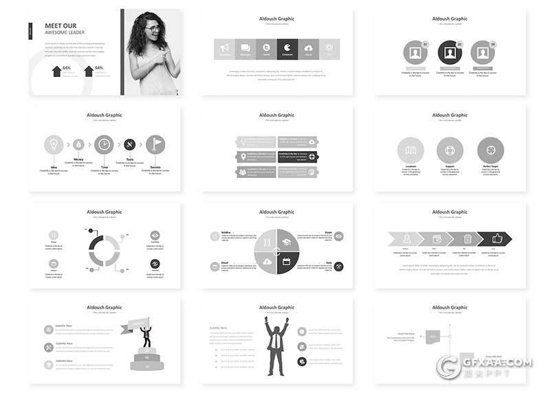 30页家居产品设计展示团队介绍国外PPT模板5种配色 - 顶尖PPT