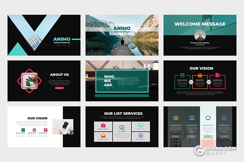 62页创意大气企业简介商业计划年计划总结多用途国外PPT模板 - 顶尖PPT