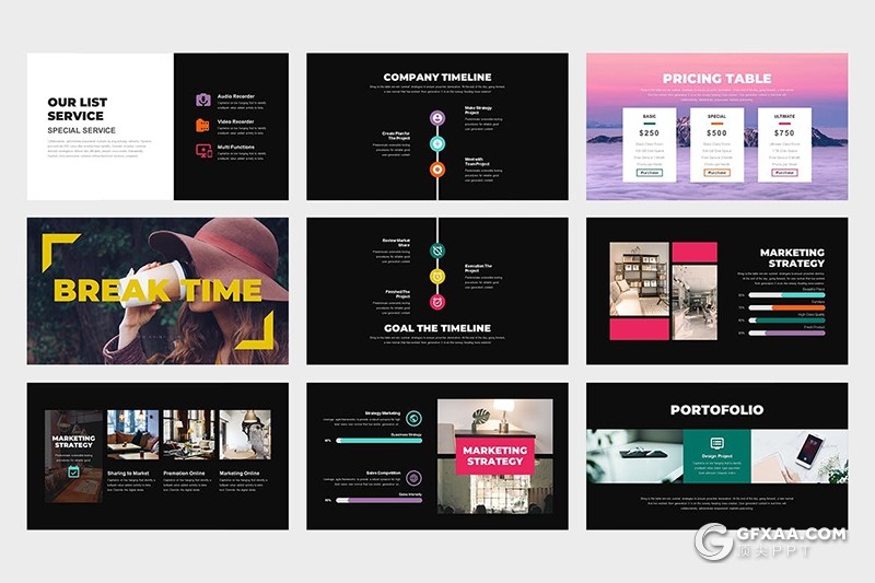 62页创意大气企业简介商业计划年计划总结多用途国外PPT模板 - 顶尖PPT