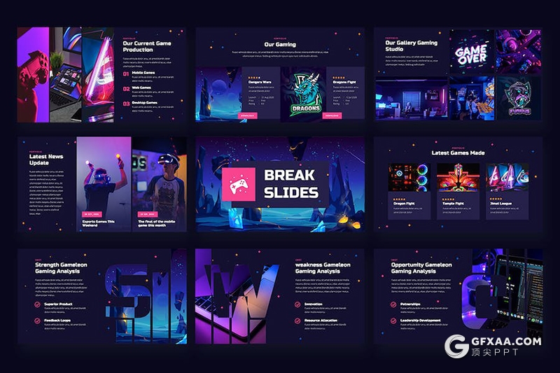 高端精美游戏宣传介绍电竞主题多用途国外Keynote模板 - 顶尖PPT
