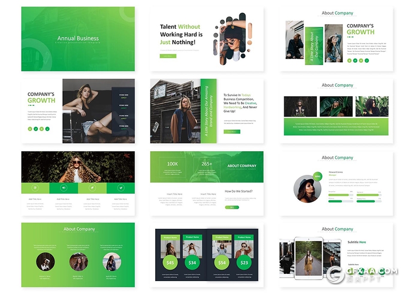 30页年度业务报告商业计划多用途国外GoogleSlides模板5种配色 - 顶尖PPT