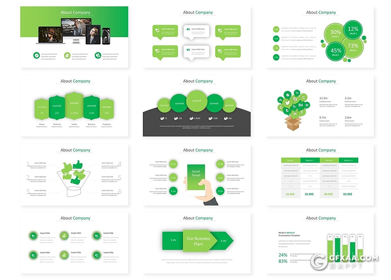30页年度业务报告商业计划多用途国外GoogleSlides模板5种配色 - 顶尖PPT