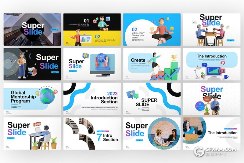 21页卡通商务人物风格商业计划通用国外PPT模板 - 顶尖PPT