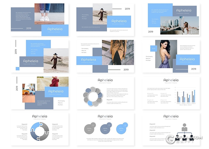 30页服装摄影展示服装活动策划营销通用国外GoogleSlides模板5种配色 - 顶尖PPT