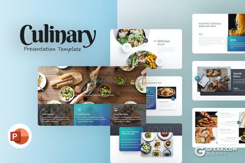 30页餐厅介绍餐饮美食主题国外PPT模板 - 顶尖PPT