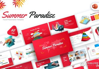 40页夏日旅游旅游度假通用国外PPT模板 - 顶尖PPT