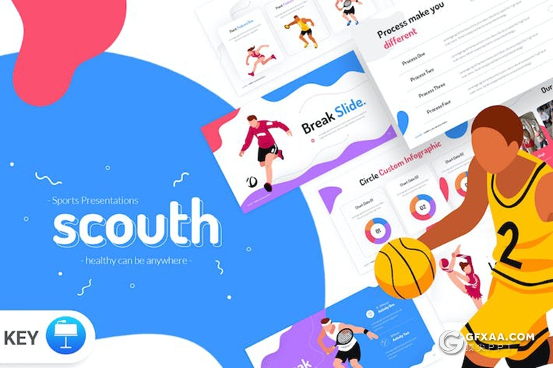 卡通风足球体育运动介绍国外KeyNote模板 - 顶尖PPT