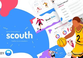 卡通风足球体育运动介绍国外KeyNote模板 - 顶尖PPT