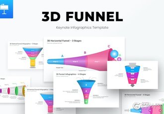 微立体多色彩创意锥形漏斗图形图表KeyNote模板 - 顶尖PPT