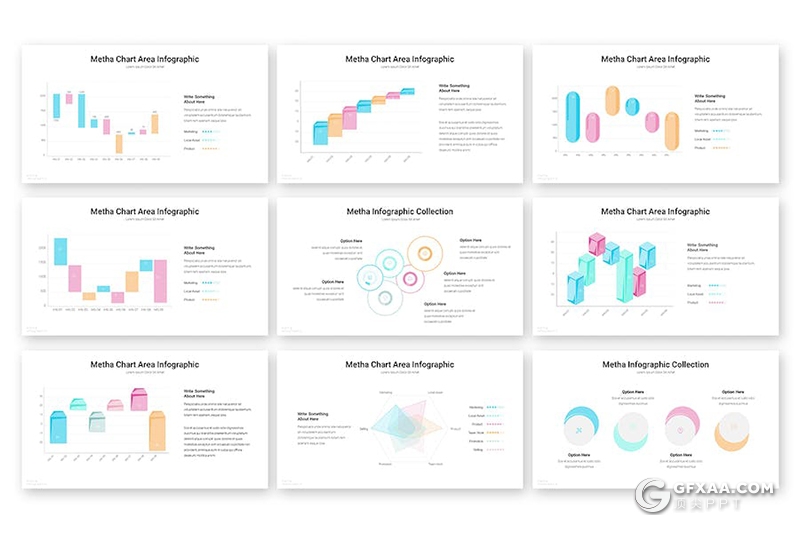 30页多色彩简约商务数据分析图形图表PPT模板 - 顶尖PPT