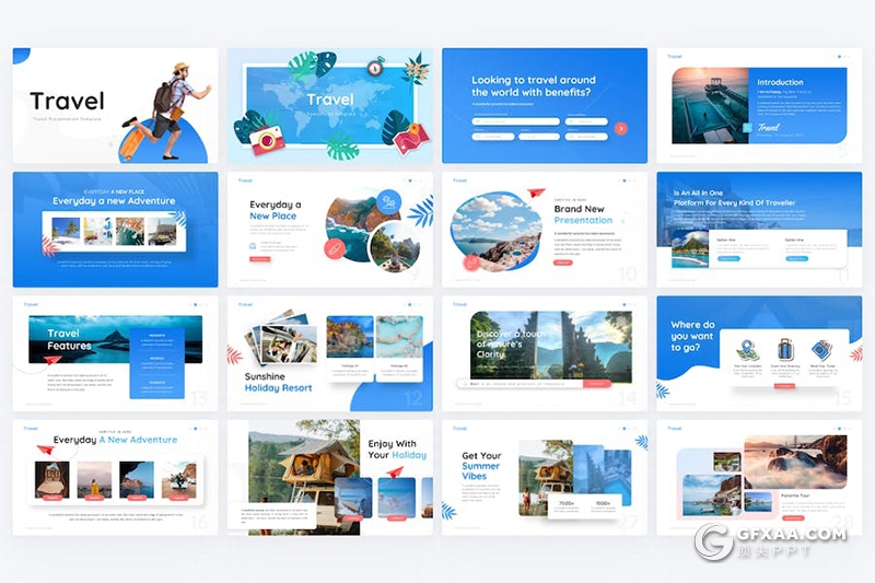 80页户外旅游景点展示介绍宣传多用途国外PPT模板 - 顶尖PPT