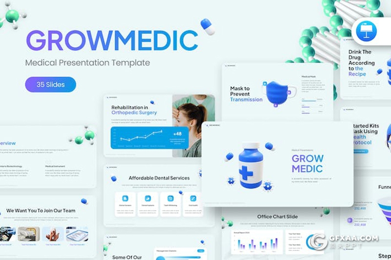 35页医学医药研究研发多用途国外KeyNote模板 - 顶尖PPT