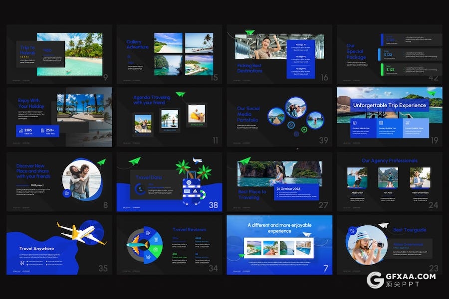 45页海边旅游写真度假景点宣传国外PPT模板 - 顶尖PPT