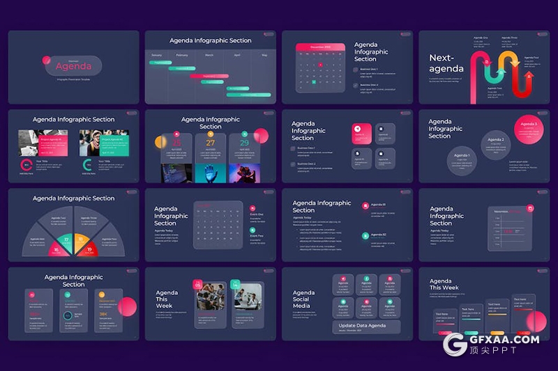 35页多色彩商务数据分析图形图表KeyNote模板 - 顶尖PPT