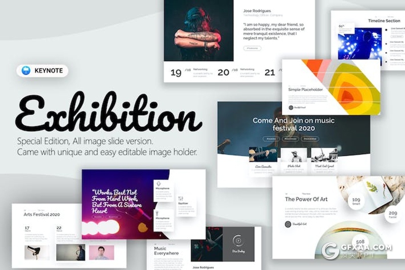 艺术展览活动营销策划主题演讲国外KeyNote模板 - 顶尖PPT