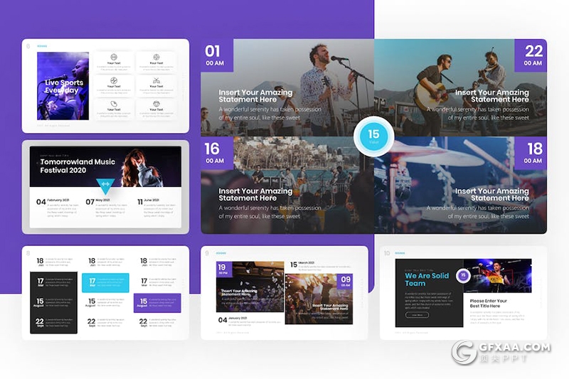 20页演唱会活动现场规划音乐节活动策划国外PPT模板 - 顶尖PPT