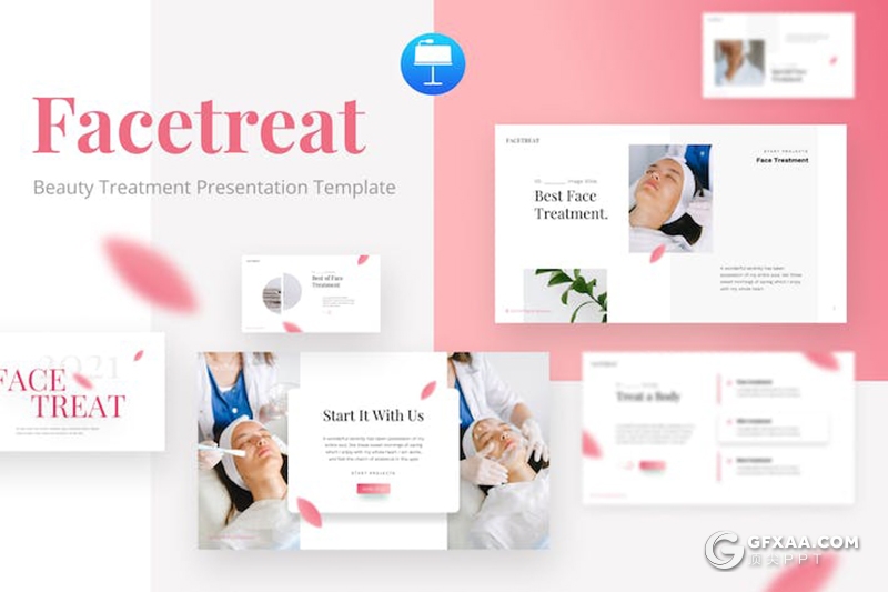 粉红色女性美容花化妆主题KeyNote模板 - 顶尖PPT