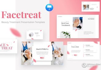 粉红色女性美容花化妆主题KeyNote模板 - 顶尖PPT