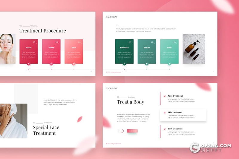 粉红色女性美容花化妆主题KeyNote模板 - 顶尖PPT