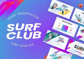 89页创意精美渐变色海上冲浪主题多用途PPT模板 - 顶尖PPT