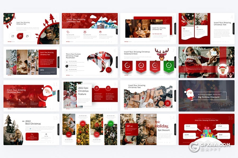 红色圣诞节主题keynote模板 - 顶尖PPT