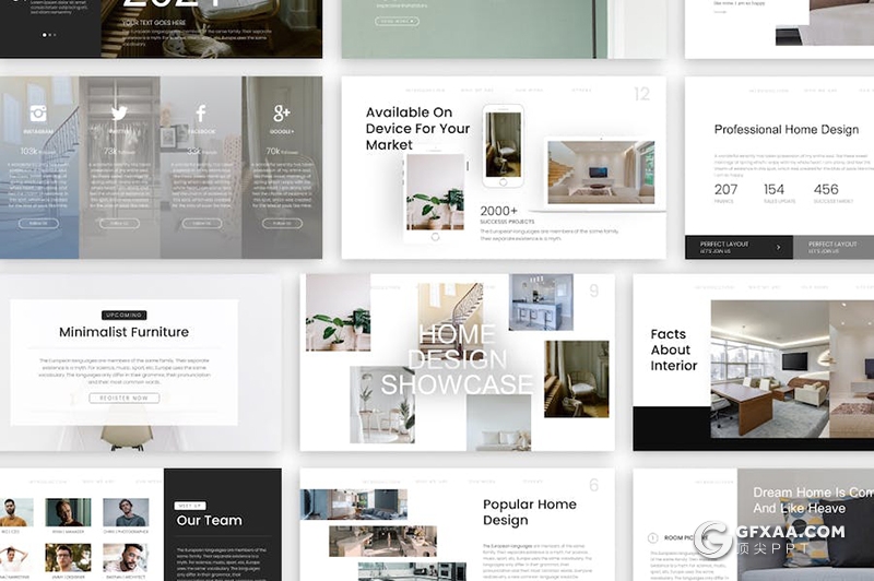 简约大气家居产品展示设计研发室内设计展示国外KeyNote模板 - 顶尖PPT