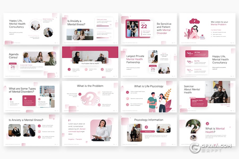 40页心理健康心理健康治疗心理学专业国外PPT模板 - 顶尖PPT