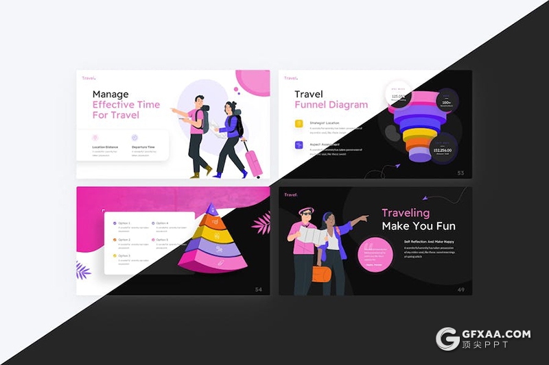 80页时尚精美旅游度假主题景点宣传调研多用途PPT模板 - 顶尖PPT