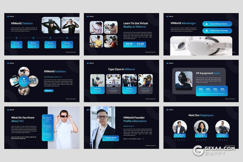 40页虚拟现实VR科技主题VR项目介绍国外PPT模板 - 顶尖PPT