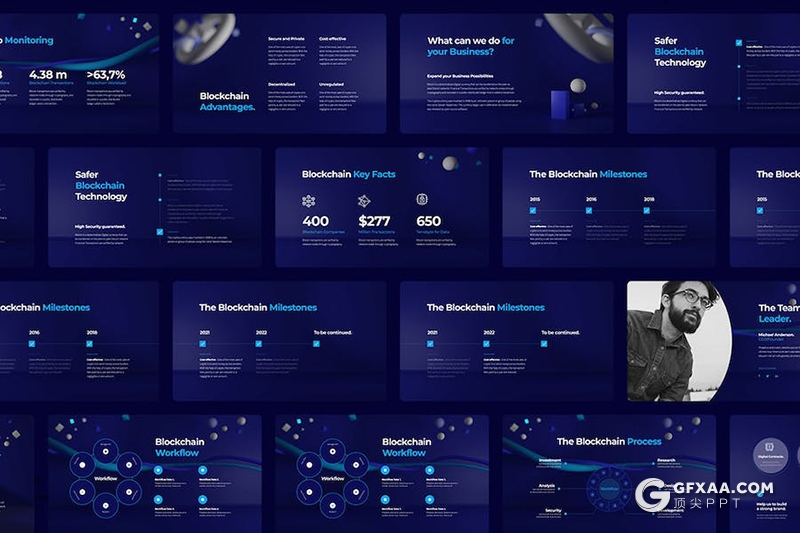 60页蓝色科技风营销推广项目资金众筹主题PPT模板 - 顶尖PPT