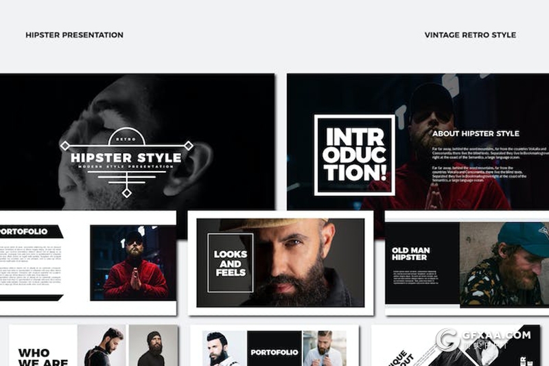 黑白杂志风模特摄影展示商务营销主题国外Keyonte模板 - 顶尖PPT