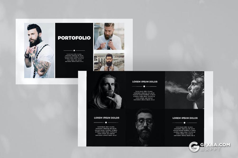 黑白杂志风模特摄影展示商务营销主题国外Keyonte模板 - 顶尖PPT