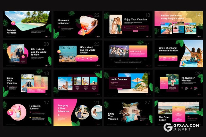 45页夏天海边旅游度假写真度假景点宣传旅游主题PPT模板 - 顶尖PPT