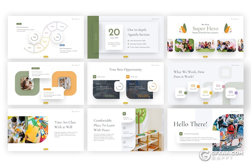 绿色大气少儿儿童教育培训主题国外Keynote模板 - 顶尖PPT