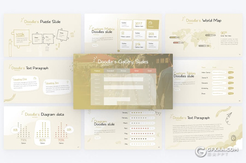 创意精美手绘卡通风儿童教育培训主题国外KeyNote模板10种配色 - 顶尖PPT