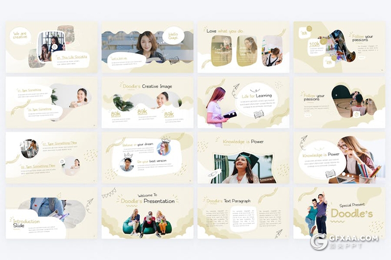 创意精美手绘卡通风儿童教育培训主题国外KeyNote模板10种配色 - 顶尖PPT