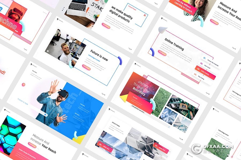 64页精美科技成果展示VR科技展示多用途国外PPT模板10种配色 - 顶尖PPT