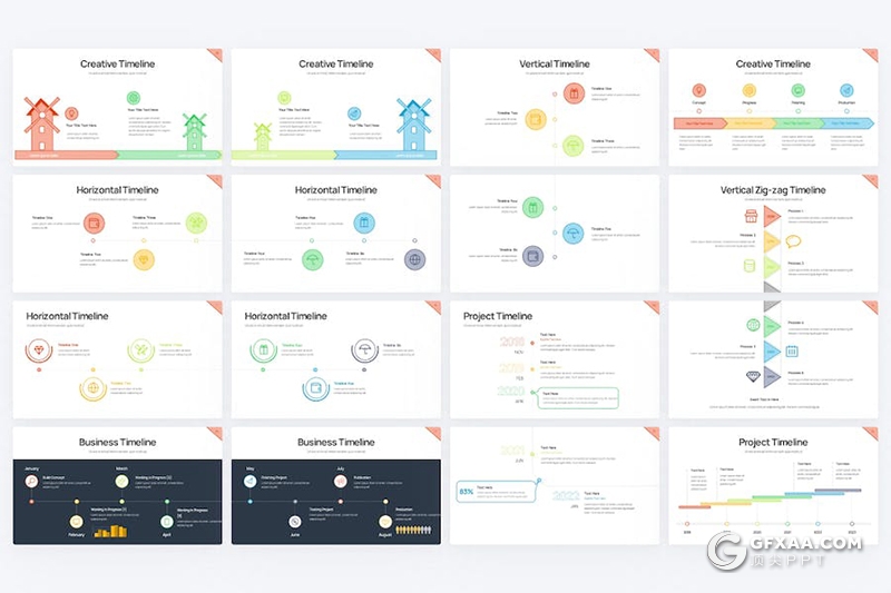 43页多色彩精美数据分析图形图表PPT模板 - 顶尖PPT