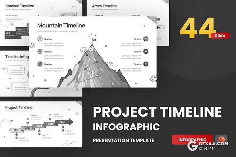 44页黑白手绘风数据分析图形图表PPT模板 - 顶尖PPT