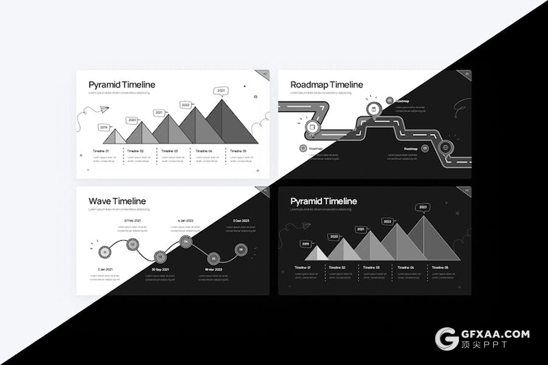 44页黑白手绘风数据分析图形图表PPT模板 - 顶尖PPT