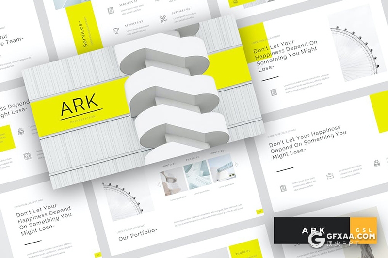 33页方舟建筑主题演讲多用途国外GoogleSlides模板 - 顶尖PPT