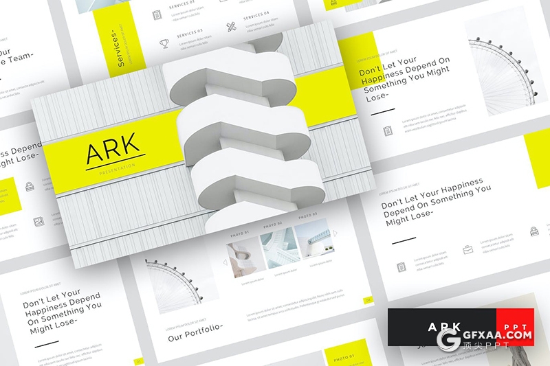 33页方舟建筑主题演讲多用途国外PPT模板 - 顶尖PPT