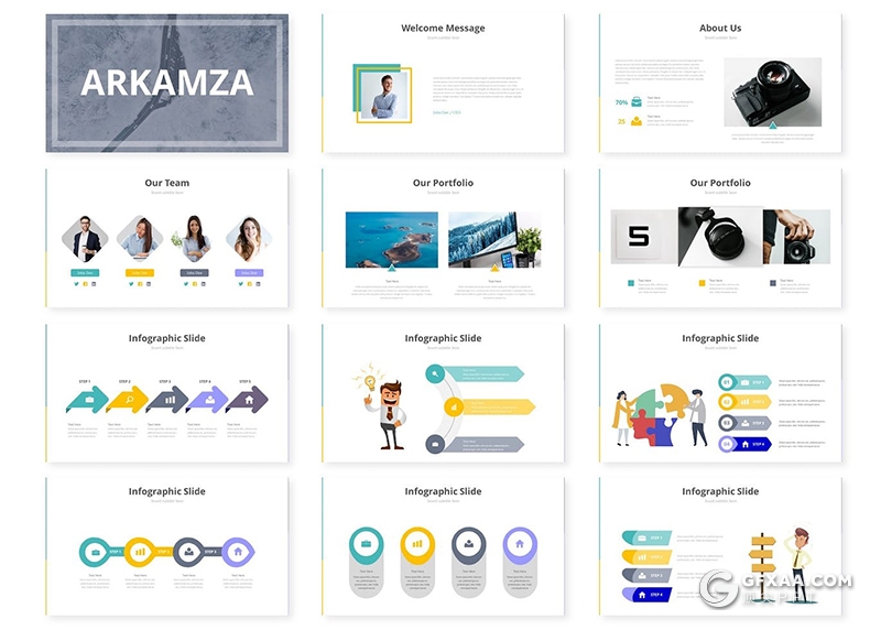 30页商业计划企业介绍团队介绍年计划总结汇报多用途GoogleSlides模板5种配色 - 顶尖PPT
