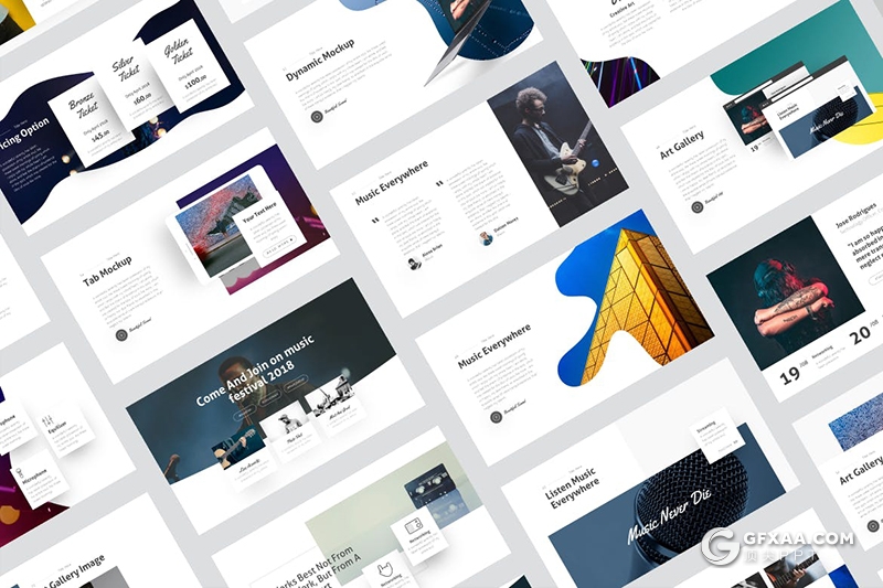 76页简约大气艺术展示摄影展示通用国外PPT模板3款尺寸 - 顶尖PPT