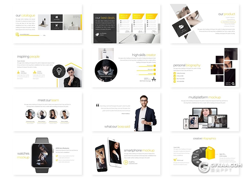 30页团队介绍商业计划年计划总结汇报多用途国外GoogleSlides模板5种配色 - 顶尖PPT